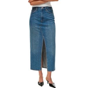 Aritzia Denim Forum The '90s Vintage Maxi Blue Denim 100% Cotton Skirt, Size 24